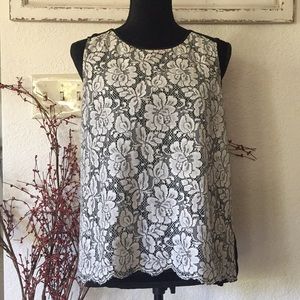 Calvin Klein Sleeveless Lace-Front Top - Size: L